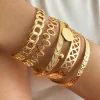 Sale Dear-Lover Multi Layered Opening Plated Bangle Set Gold