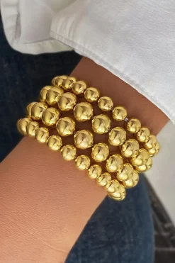 Online Dear-Lover Multi Layered Plated Alloy Beaded Elastic Bracelet Gold
