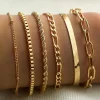Best Dear-Lover Multi Layered Plated Adjustable Chain Bracelet Set Gold