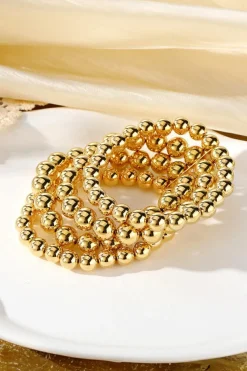 Online Dear-Lover Multi Layered Plated Alloy Beaded Elastic Bracelet Gold