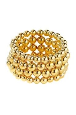 Online Dear-Lover Multi Layered Plated Alloy Beaded Elastic Bracelet Gold