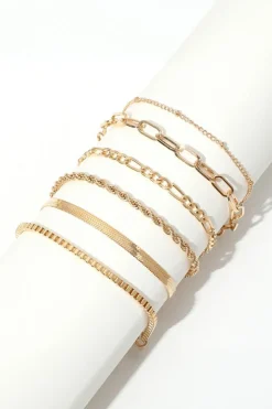 Best Dear-Lover Multi Layered Plated Adjustable Chain Bracelet Set Gold