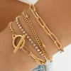 Online Dear-Lover Multi Layered Rhinestone Plated Chain Bracelet Set Gold