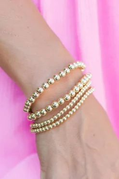 Fashion Dear-Lover 4pcs Beaded Plated Bracelet Set Gold