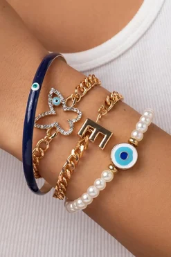 Discount Dear-Lover 4pcs Pearled Chain Bracelet Set Gold