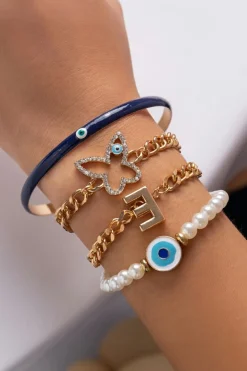 Discount Dear-Lover 4pcs Pearled Chain Bracelet Set Gold
