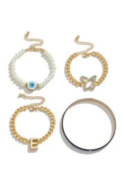 Discount Dear-Lover 4pcs Pearled Chain Bracelet Set Gold