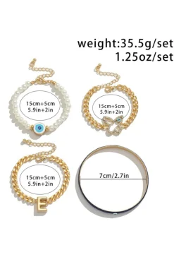 Discount Dear-Lover 4pcs Pearled Chain Bracelet Set Gold