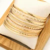 Discount Dear-Lover 10pcs Textured Twisted Stackable Alloy Bracelet Set Gold