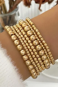 Online Dear-Lover 7pcs/Set Minimalist Plated Beaded Luxury Bracelet Set Gold
