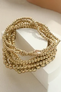 Online Dear-Lover 7pcs/Set Minimalist Plated Beaded Luxury Bracelet Set Gold