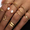Fashion Dear-Lover 10pcs/set Vintage Plated Alloy Ring Set Gold