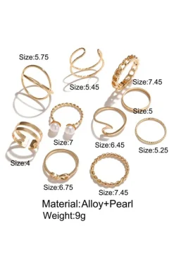 Fashion Dear-Lover 10pcs/set Vintage Plated Alloy Ring Set Gold
