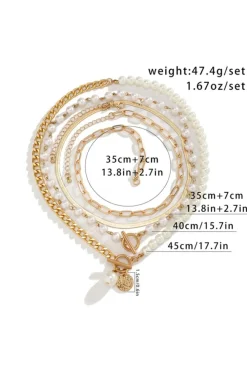 Outlet Dear-Lover Pearl Decor Plated Adjustable Chain Layered Necklace Gold
