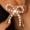 Outlet Dear-Lover Pearl Embellished Alloy Bow Knot Stud Earrings Gold