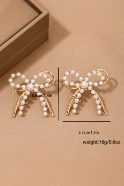 Outlet Dear-Lover Pearl Embellished Alloy Bow Knot Stud Earrings Gold