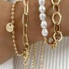 Outlet Dear-Lover Pearl Plated Alloy Adjustable Chain Bracelet Gold