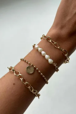 Outlet Dear-Lover Pearl Plated Alloy Adjustable Chain Bracelet Gold