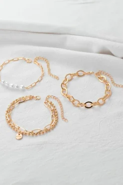 Outlet Dear-Lover Pearl Plated Alloy Adjustable Chain Bracelet Gold