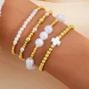 Clearance Dear-Lover Pearl Plated Alloy Multi Layer Stretch Bracelet Gold