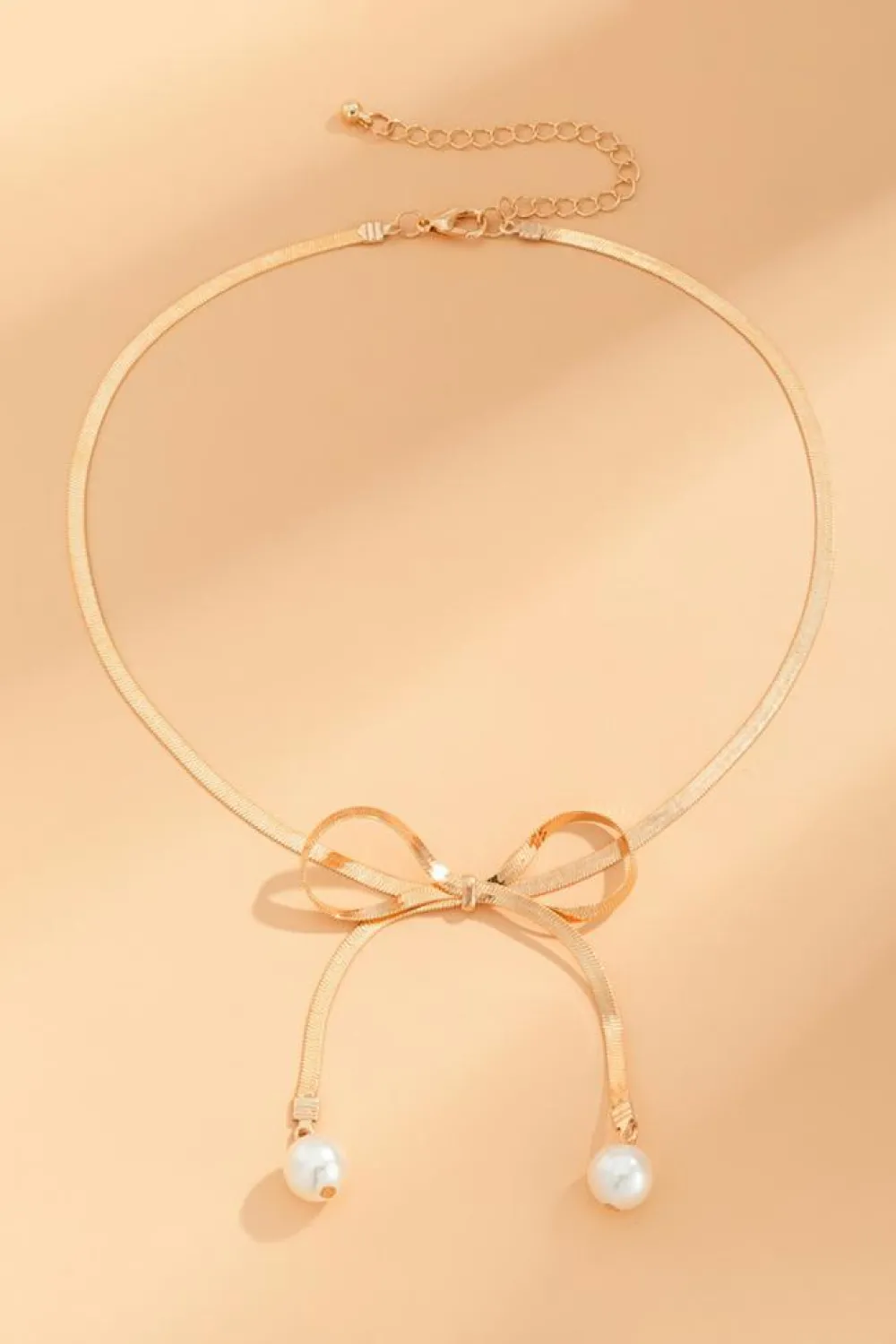 Online Dear-Lover Pearly Bow Plated Collarbone Necklace Gold