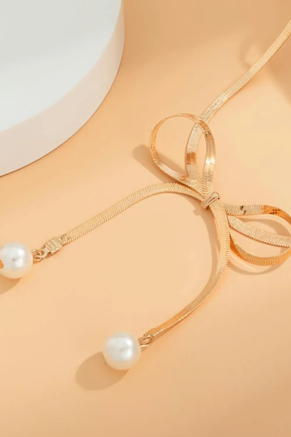 Online Dear-Lover Pearly Bow Plated Collarbone Necklace Gold