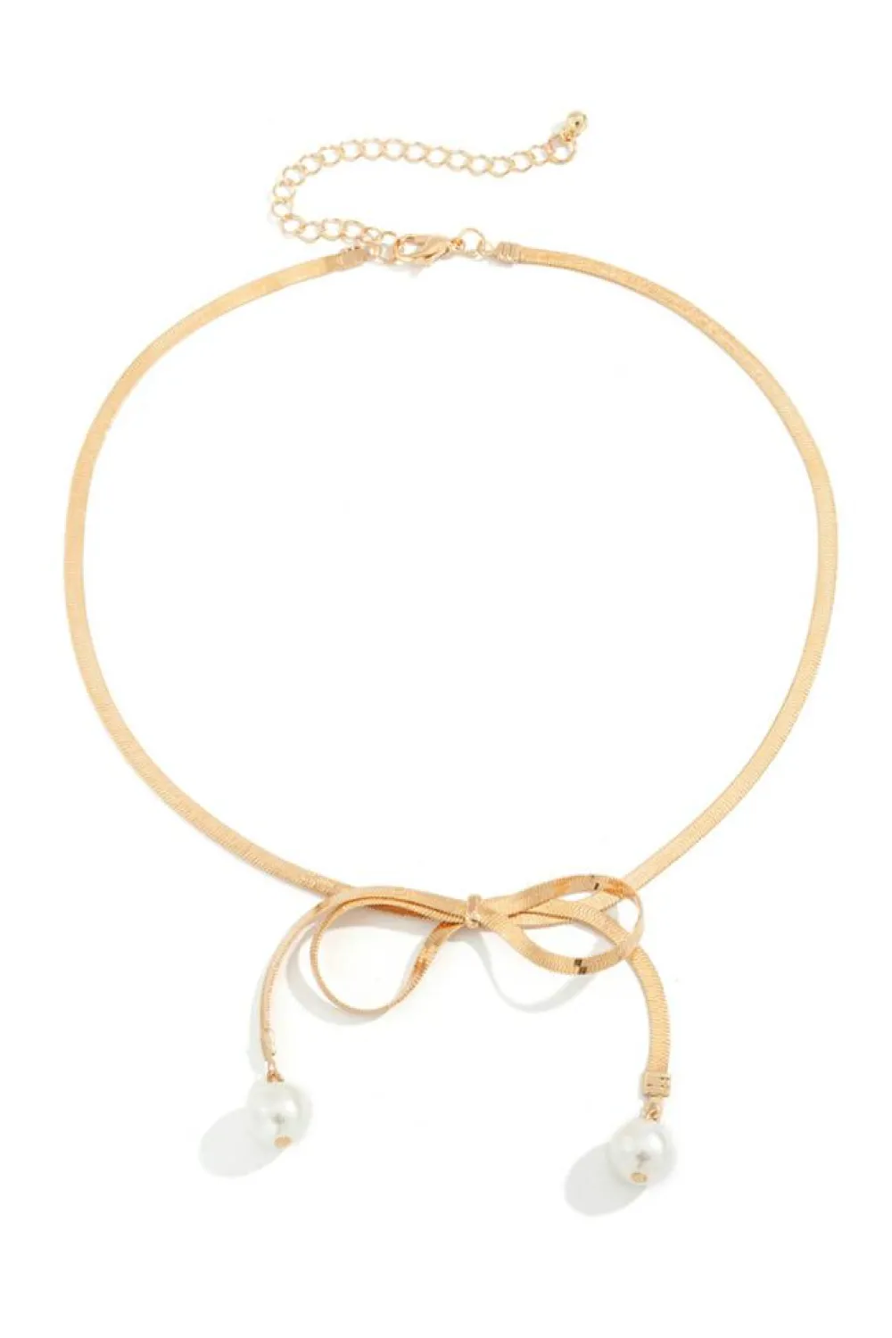 Online Dear-Lover Pearly Bow Plated Collarbone Necklace Gold