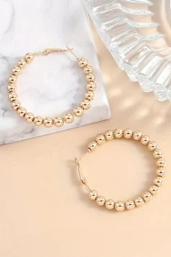 Discount Dear-Lover Plated Beads Alloy Hoop Earrings Gold