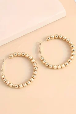Discount Dear-Lover Plated Beads Alloy Hoop Earrings Gold