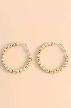 Discount Dear-Lover Plated Beads Alloy Hoop Earrings Gold