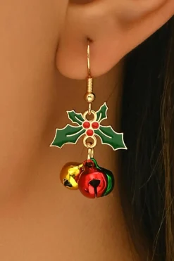 Clearance Dear-Lover Plated Christmas Jingle Bell Hook Earrings Gold