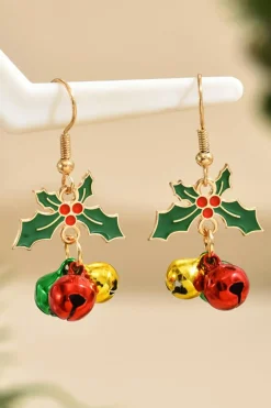Clearance Dear-Lover Plated Christmas Jingle Bell Hook Earrings Gold