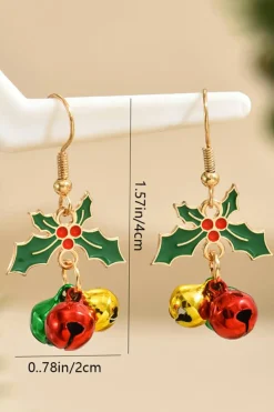 Clearance Dear-Lover Plated Christmas Jingle Bell Hook Earrings Gold