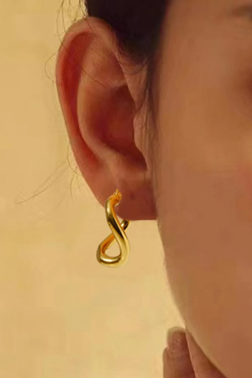 New Dear-Lover Plated 3D Spiral Stainless Steel Earrings Gold