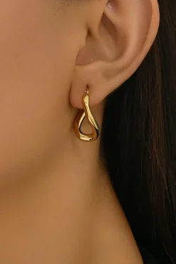 New Dear-Lover Plated 3D Spiral Stainless Steel Earrings Gold