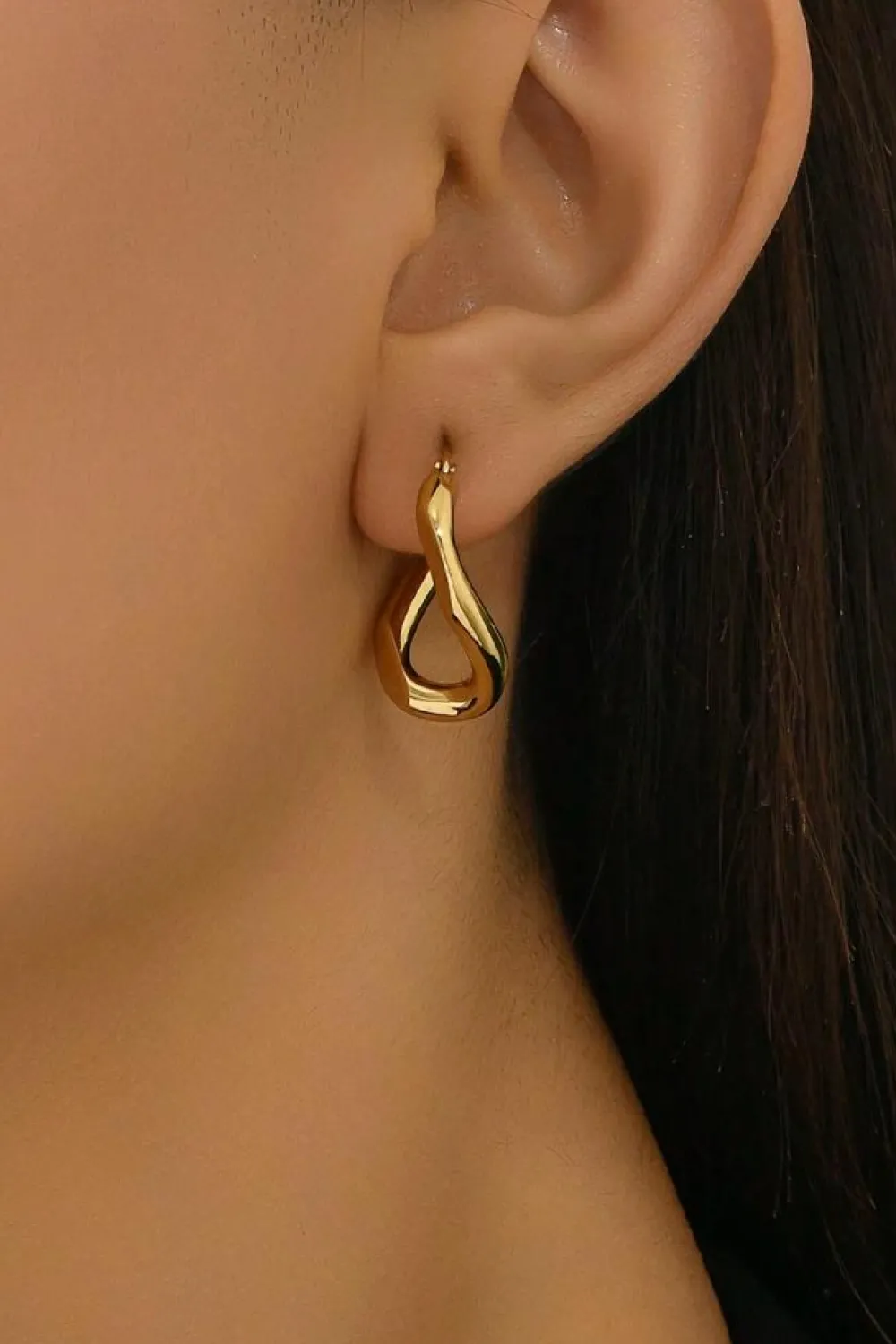 New Dear-Lover Plated 3D Spiral Stainless Steel Earrings Gold