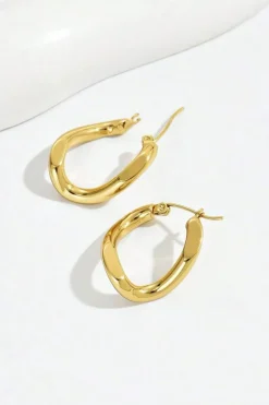 New Dear-Lover Plated 3D Spiral Stainless Steel Earrings Gold