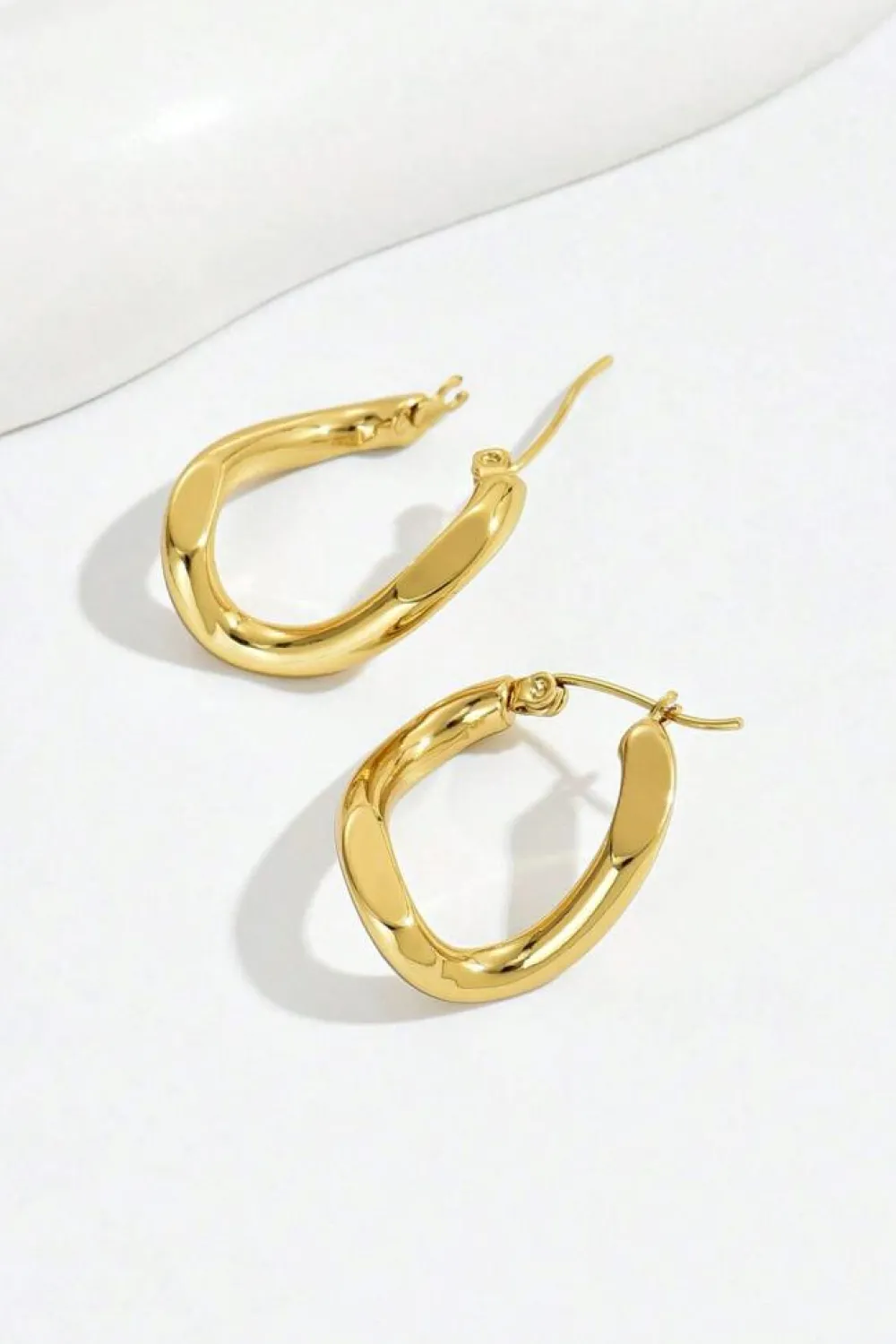 New Dear-Lover Plated 3D Spiral Stainless Steel Earrings Gold