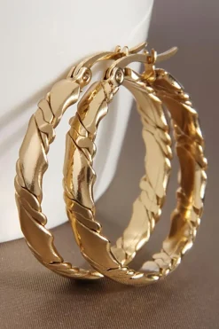 Hot Dear-Lover Plated 3D Twisted Loop Earrings Gold