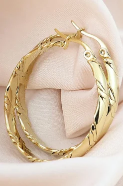 Hot Dear-Lover Plated 3D Twisted Loop Earrings Gold