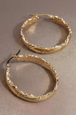 Hot Dear-Lover Plated 3D Twisted Loop Earrings Gold