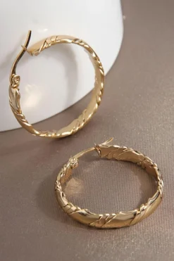 Hot Dear-Lover Plated 3D Twisted Loop Earrings Gold