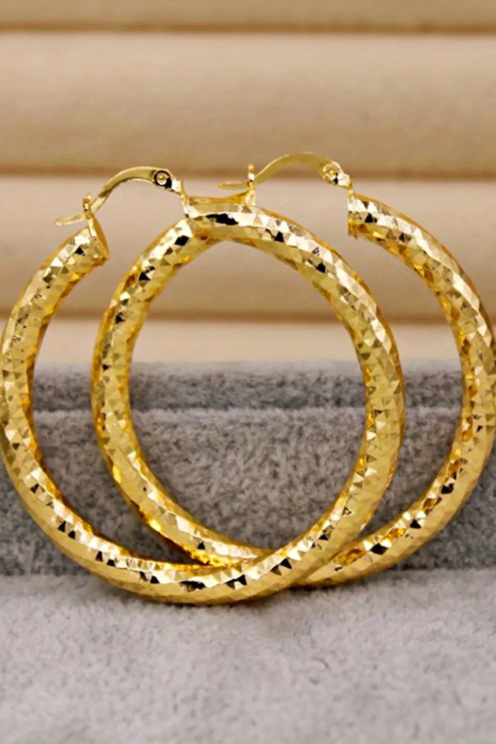 Sale Dear-Lover Plated Diamond Cut Large Hoop Earrings Gold