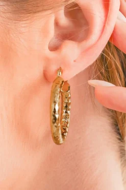 Sale Dear-Lover Plated Diamond Cut Large Hoop Earrings Gold