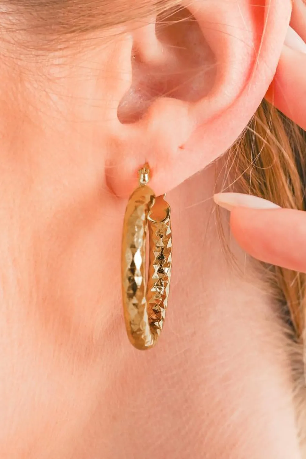 Sale Dear-Lover Plated Diamond Cut Large Hoop Earrings Gold