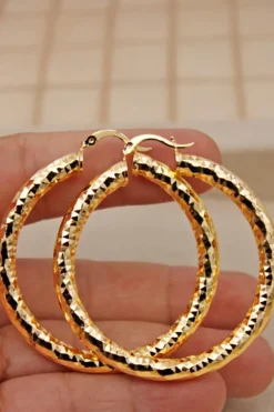 Sale Dear-Lover Plated Diamond Cut Large Hoop Earrings Gold
