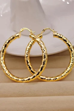Sale Dear-Lover Plated Diamond Cut Large Hoop Earrings Gold