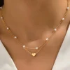 Outlet Dear-Lover Plated Heart and Pearl Detail 2pcs Layered Necklace Gold