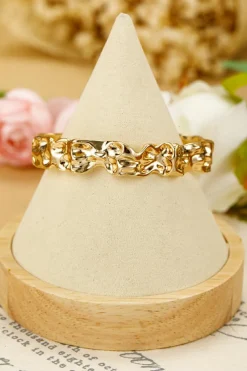 Best Dear-Lover Plated Irregular Textured Half Open Bracelet Gold