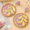 Sale Dear-Lover Plated Plant Rainbow Swirl Woven Earrings Gold